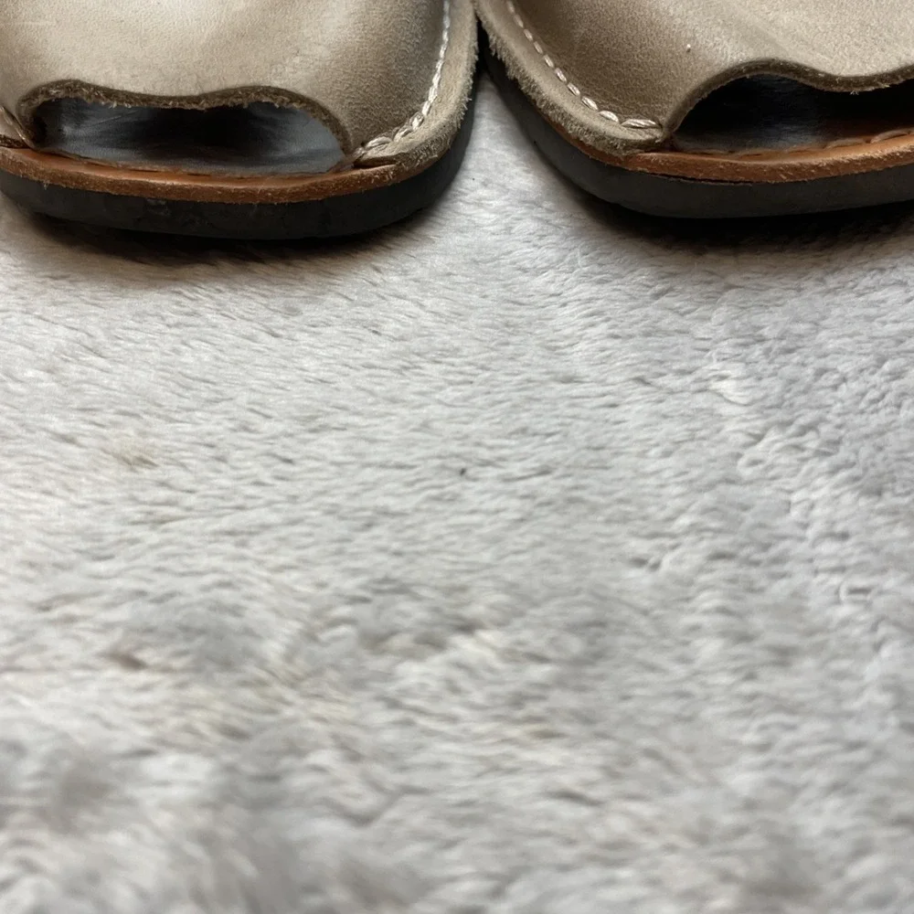 Pons Womens Avarca Menorca Handmade Leather Sandals Size 8 Beige Slingback Spain